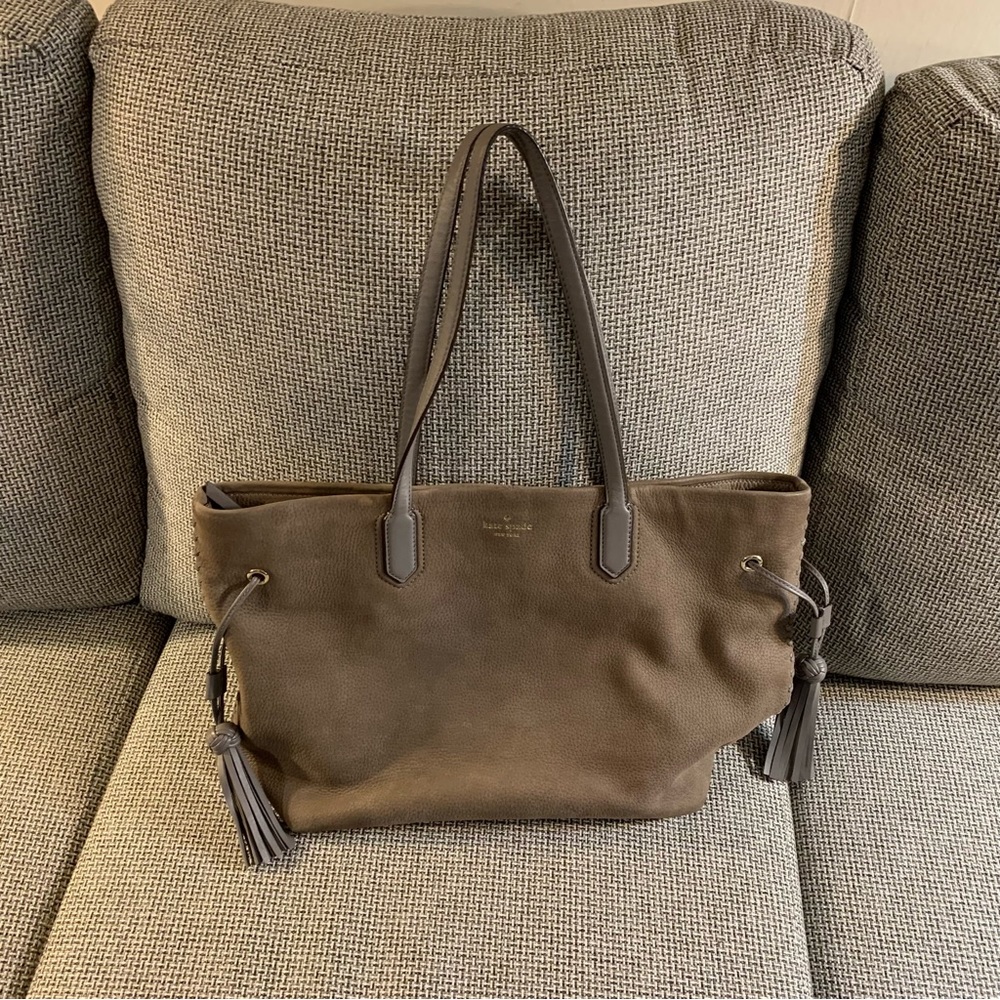 Vintage Kate Spade grey leather tote